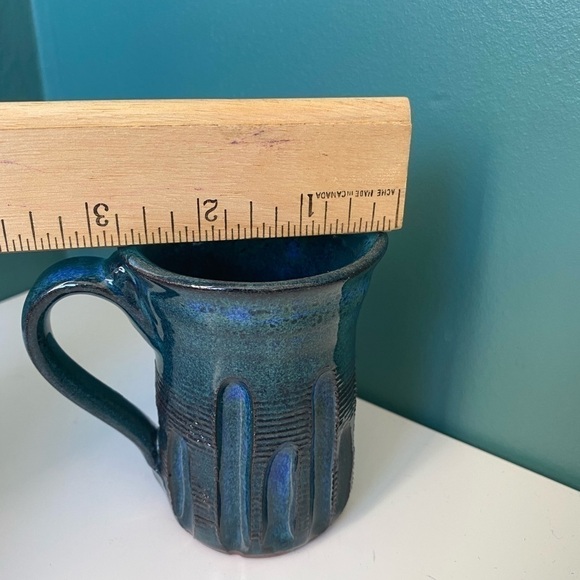Handmade Wheel Thrown Ceramic Pottery Mug with Brilliant Blue Glaze, Great shape - Picture 11 of 11